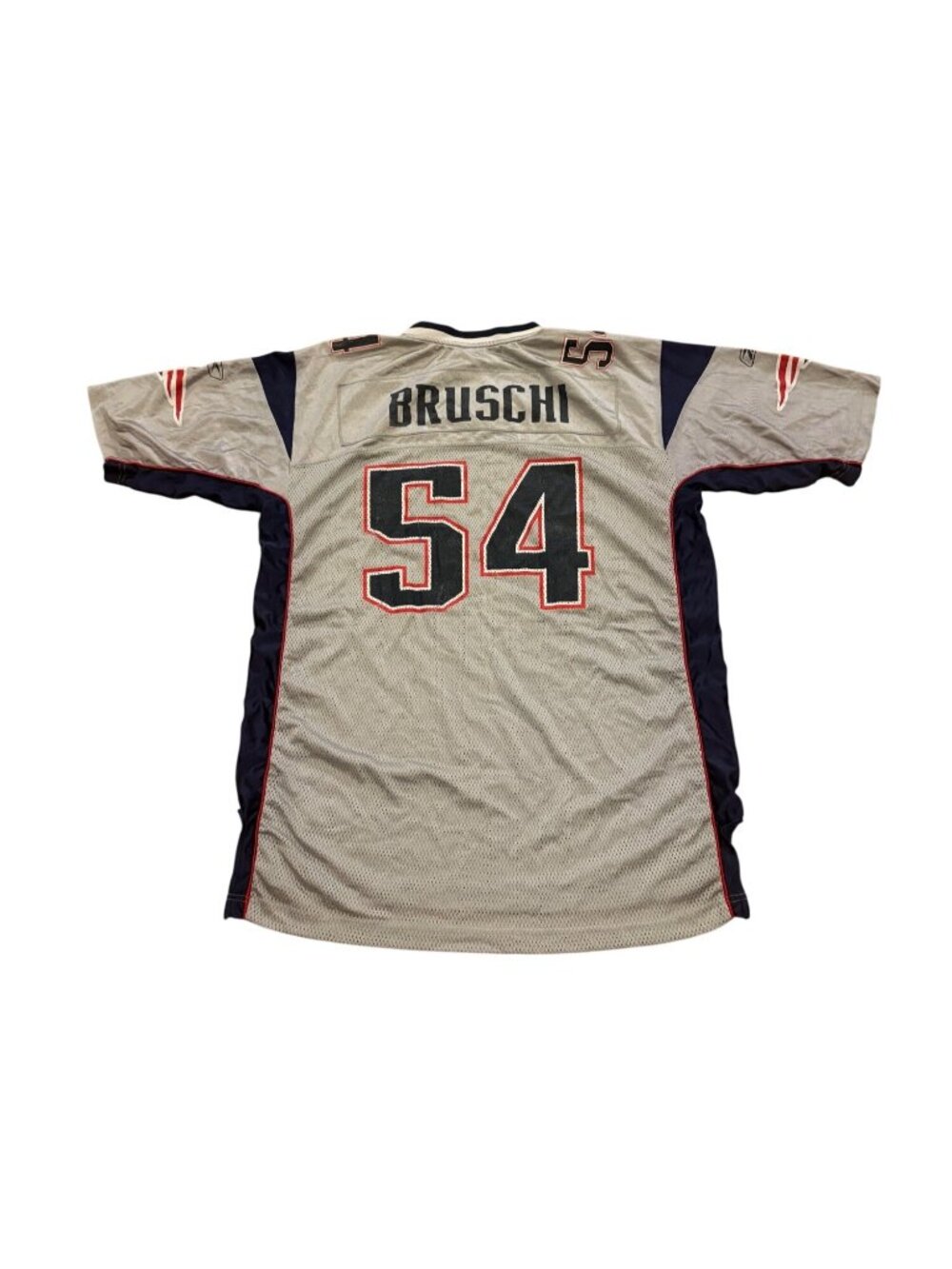 Rare Reebok New England Patriots Tedy Bruschi #54 Silver NFL Football Jersey XL